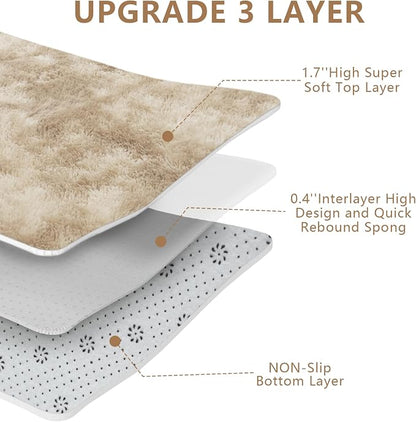 Shag Area Rugs for Bedroom Living Room,5X8 Ultra Soft Fluffy Area Rugs for Dorm,Indoor Carpet Plush Rugs for Home Decor,Camel