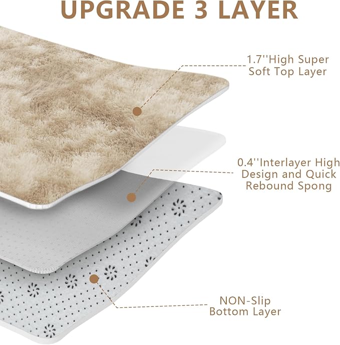 Shag Area Rugs for Bedroom Living Room,4X6 Ultra Soft Fluffy Area Rugs for Dorm,Indoor Carpet Plush Rugs for Home Decor,Camel