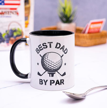 Golf Gifts for Dad 11oz Ceramic Mug, Best Dad by Par Mug, Funny Golf Gift for Men, Husband, Gifts for Father’s Day, Birthday (Design 1)
