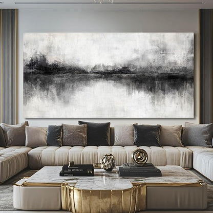 Artexist Canvas Prints Wall Art for Living Room Black Abstract Art Wall Decor Grey Pictures Wall Painting for Bedroom Office Artwork 29"x 58" Home Decor