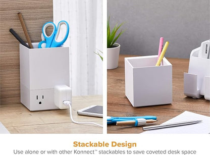 Bostitch Office Konnect Pencil Cup Desk Organizer, Pen Cup, 2-Pack, White