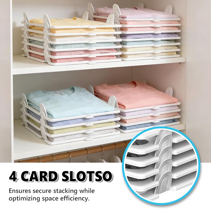 Accenter 10Pc Stackable Closet Organizer & Shirt Folder Board Bundle Tshirt Organizer for Closet Organizers and Storage Clothes Folding Board for Closet Storage Suitable for Lightweight Clothing Black