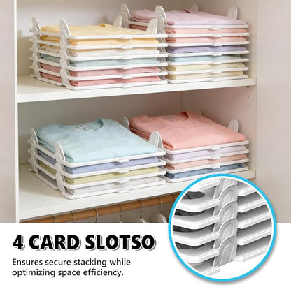 Accenter 10Pc Stackable Closet Organizer & Shirt Folder Board Bundle Tshirt Organizer for Closet Organizers and Storage Clothes Folding Board for Closet Storage Suitable for Lightweight Clothing Black