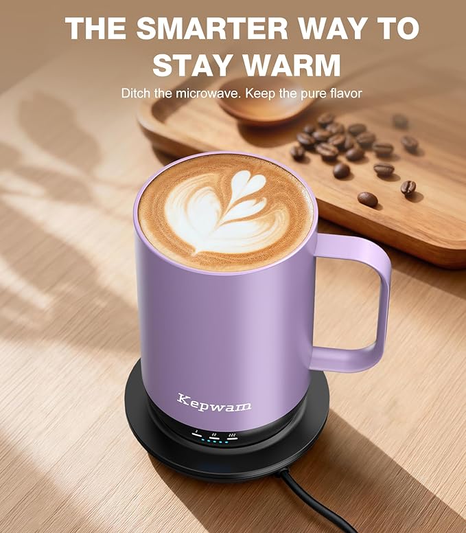 Kepwam Self-Heating Coffee Mug T1, 16oz Rechargeable Heated Coffee Mug, Smart Coffee Warmer Mug with App-Controlled,Advanced Temperature-Controlled Heating Coffee Gifts for Women Men Coffee Lover