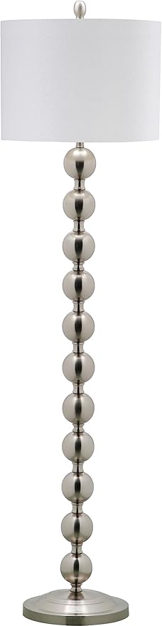 SAFAVIEH Lighting Collection Reflections Modern Farmhouse Stacked Ball Nickel 59-inch Living Room Bedroom Home Office Standing Floor Lamp (LED Bulb Included)