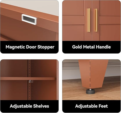COFaR 71" Classic Pantry Cabinet in Brown, 5-Tier Storage with Adjustable Shelves, Wood-Tone Cupboard for Kitchen, Office & Living Room Organization