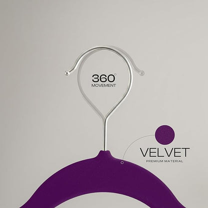 Utopia Home Velvet Hangers 50 Pack - Non-Slip Suit Hangers with 360 Degree Rotatable Hook - for Pants, Coats, Shirts & More (Purple)