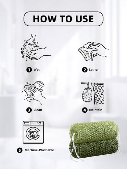 Cleangor 2Pcs African Net Sponge Authentic with Knots - Exfoliating Body | Scrubber for All Skin Types, African Bath Sponge, Wash Cloth, Gentle Exfoliation Shower Rag for Women Daily Use