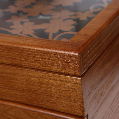 Changsuo Wooden Jewelry Box for Women with, Drawers, Small Jewelry Storage Organizer