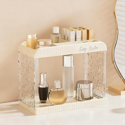 Bathroom Counter Organizer, 2-Tier Acrylic Storage Organizer for Makeup Perfume Lipstick, Skincare Organizers Shelf, Vanity Storage Tray for Bedroom, Living Room, Spice Racks, Coffee Bar