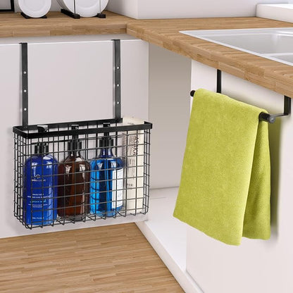 YMCCOOL 2 Pack Cabinet Door Organizer,Over The Cabinet Door Organizer with Towel Bars,Hang Over Cabinet Door Storage, Kitchen Cabinet Door Organizer for Cutting Board, Baking Sheet, Foil, Plastic Wrap