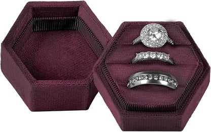 Velvet 3 Slots Jewelry Ring Box Engagement Wedding Box Keepsake Box Bridal Photo Ring Triple Slots Hexagon