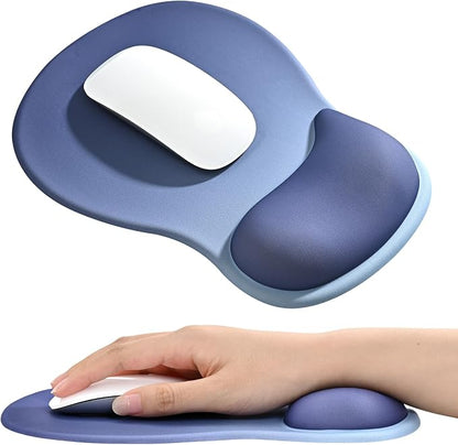 EooCoo Ergonomic Mouse Pad with Gel Wrist Rest Support Middle Concave Design, Relieve Wrist Pain Mousepad, Non-Slip Base for Laptop, Computer, Office Desk Accessories, Carpal Tunnel Syndrome Navy Blue