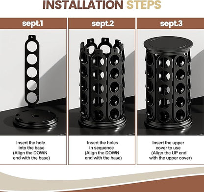 K Cup Holder, Coffee Pod Storage Carousel Stand Compatible with 40 Keurig K-Cup Pods, Home or Office Kitchen Counter Space-Saving Organizer (Black)