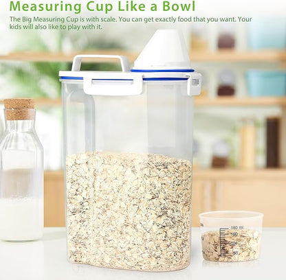 Viretec Rice Storage Container, 3 to 5Lbs Dry Food Airtight Container, Pet Dog Cat Food Canister, BPA Free Clear Plastic Kitchen and Pantry Organization Bin for Oatmeal, Grain, Cereal, Pasta, Flour