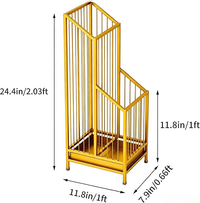Elegant Metal Umbrella Storage Stand Rack Waterproof Entryway with Decorative, Durable Home & Hotel Entryway, Modern Home Decor, Office Entrance Stylish (Yellow)