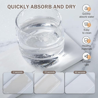 4PCS Water Absorbing Stone Tray for Sink, Fast Drying Stone Sink Tray, Water Absorbent Diatomite Trays, Diatomaceous Coaster, Stones Drying Trays for Bathroom Sinks and Kitchen Counter