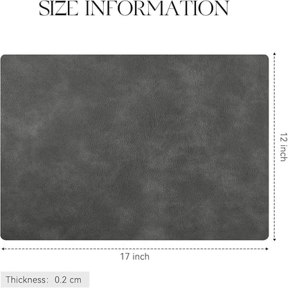MOSAYT Vinyl Placemats Set of 8-12 X 17 Inch - Faux Leather 100% Waterproof Oil-Proof Wipeable PU Place Mats, Heat Resistant Reversible Table Mats for Kitchen, Dining, Outdoor (Dark Grey)