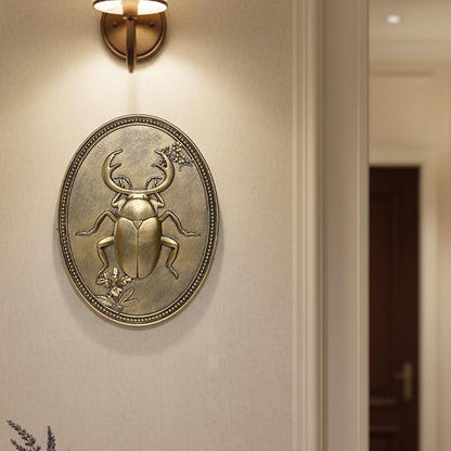 Newinhome Vintage Beetle Wall Sculpture, Antique Wall Decor, Ladybug Wall Decor, Hanging Decoration with Embossed Beetle Design, Vintage Decor for Living Room Bedroom and Hallway, Housewarming Gift