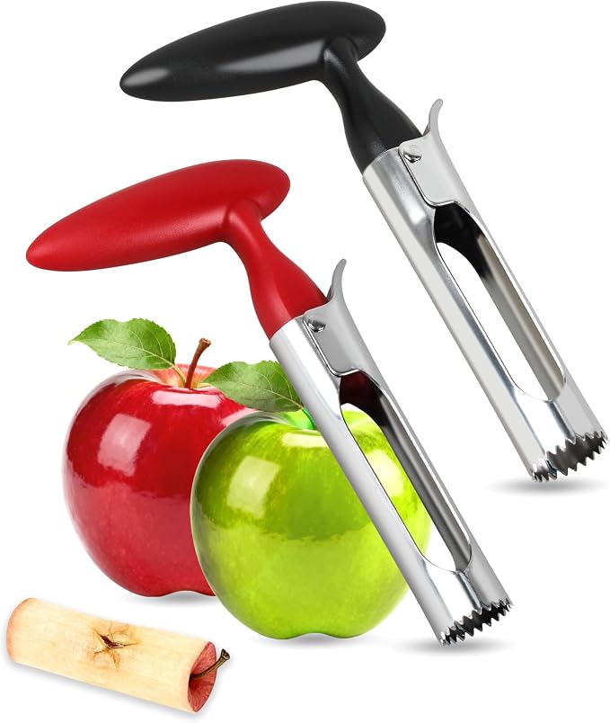 Apple Core Remover Apple Corer Tool, 304 Stainless Steel, Serrated Blades for Easy Coring (Red and Black)