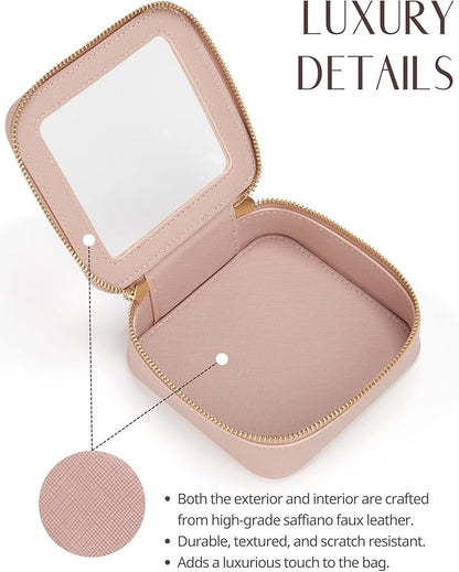 Popvibe Clear Makeup Bag Travel Cosmetic Case Transparent Toiletry Bag with Zipper, Portable Make Up Organizer Traveling Compact Car Bag for Essentials