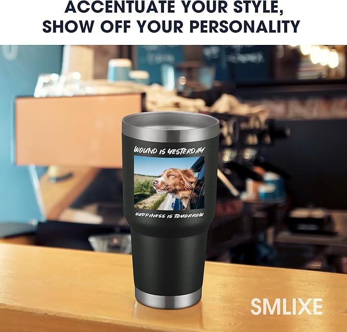 Personalized Coffee Tumbler Print in USA 30oz Stainless Steel Double Wall Insulated Coffee Cup With Text Photo Logo