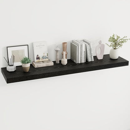 Dreamland 55 Inches Floating Shelves for Wall, 9.8" Deep Long Floating Shelves Set of 1, Large Display & Storage Shelf, Wall Shelf for Bathroom Bedroom Living Room Kitchen Office, Black