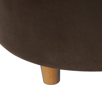 Homepop Home Decor | Button Tufted Velvet Round Storage Ottoman | Ottoman with Storage for Living Room & Bedroom, Chocolate Brown Velvet
