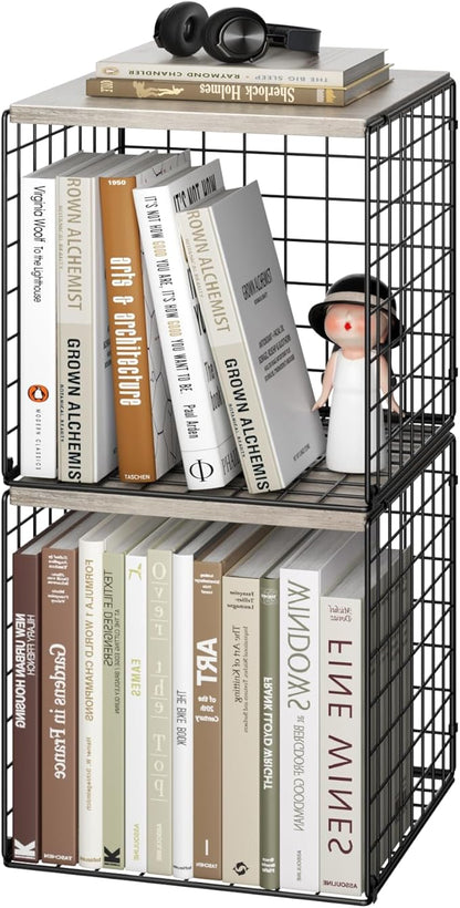Dmevkic 2 Cube Small Bookcase,Bookshelf for Small Spaces Book Shelf,12.2 x 12.2 x 12.2, DIY Variable Stackable Cube Storage for Living Room,Office,Bedroom
