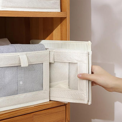 Linen Closet Organizers And Storage, 12 Pack Closet Storage Bins Linen Closet Baskets for Closet Organization Foldable Closet Organizer Bins with Clear Window For Organizing Clothing, Jeans, Shelves