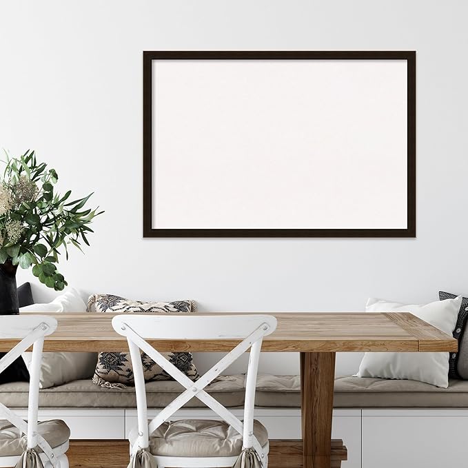 Amanti Art White Cork Board for Wall, 26x38 Vision Board with Brown Wood Frame, Large Corkboard Office Decor for Home Organization, Rustic Farmhouse Corkboard Pinboard to display items for home