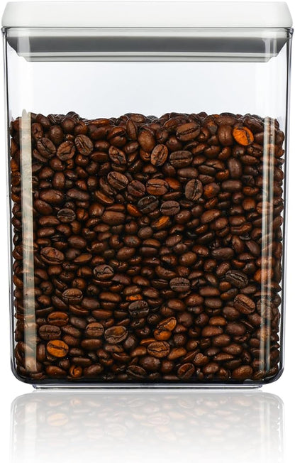Food Airtight Containers storage with Lids 3 Pack (1800ml + 1200ml + 500ml) One Button Open/POP UP/Kitchen Storage Organization for Coffee Tea Brown Sugar Cereals