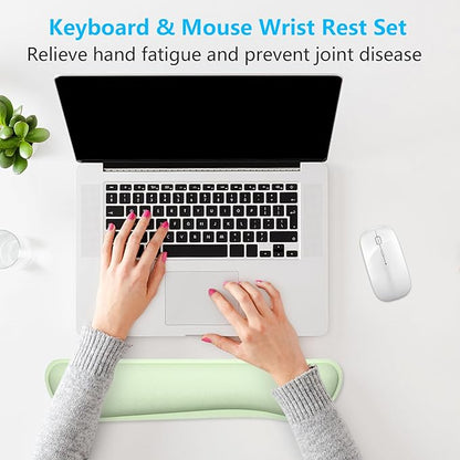 Dapesuom Enlarge Keyboard Wrist Rest, Memory Foam Keyboard Wrist Cushion for Computer Desk Mats Support, Typing Pain Relief Ergonomic Mouse Pad Rests with Non-Slip Base for Gaming, Laptop, Lake Green