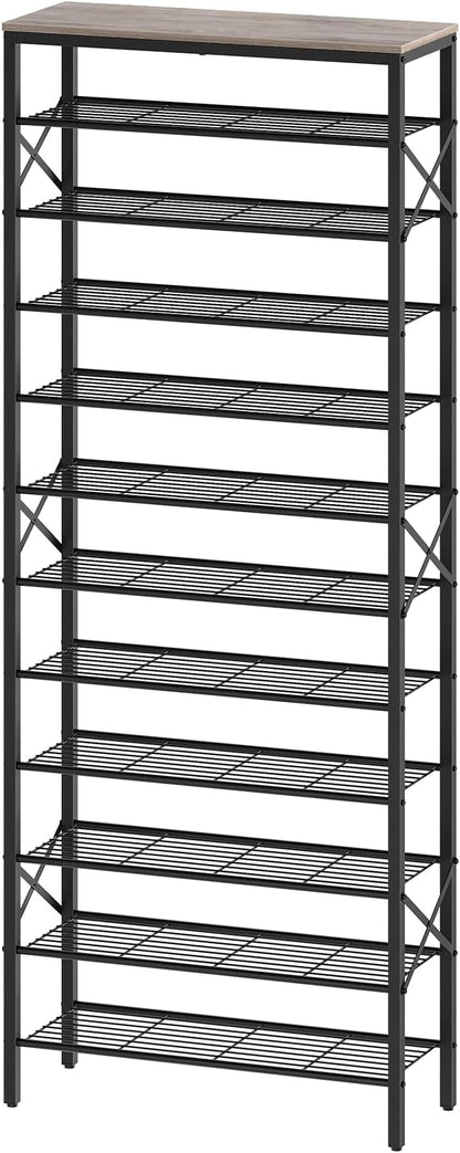 YATINEY 12 Tier Shoe Rack, Large Capacity Shoe Storage Organizer Holds 48 Pairs, Sturdy and Stable, for Entryway, Hallway, Closet, Dorm Room, Greige and Black SS12BG