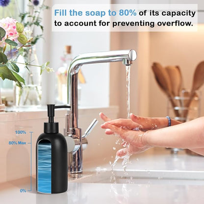 Natheeph 14OZ Ceramic Soap Dispenser Ceramic Soap Pump Dispenser Can Fill Liquid for Bathroom/Kitchen (Black)