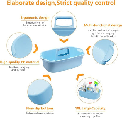 2 Pack Multi-Purpose Plastic Cleaning Caddy with Handle, Shower Caddy Organizer/Storage Basket/Totes Portable for Bathroom Supplies, Cleaning Products, Under Sink Tool, Housekeepers (Blue2)