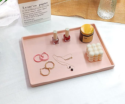 Pink Serving Tray (13.5 x 9.6 inch) for Serving Accessory, Spa, Coffee, Drinks, Cupcake Stand, Party Supplies, Coffee Table Decor, Vanity & Buffet Display.