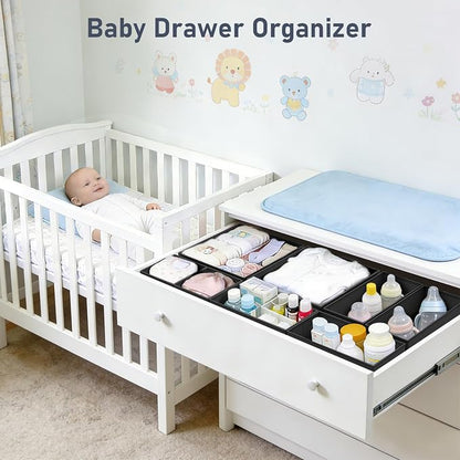 DIMJ Drawer Organizer Clothes - 28 Pack Baby Dresser Organizer for Nursery Closet Organization, Fabric Drawer Organizer Bins for Underwears Socks Bras, Foldable Storage Dividers for Bedroom