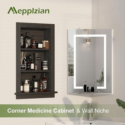 Recessed Medicine Cabinet,14x24 in Wall Bathroom Cabinet with Storage,Bathroom Niche for Shower Wall for Bedroom/Hallway,Black Shower Wall Niche Insert for Drywall,MDF