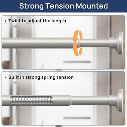 ENJOYBASICS Shower Curtain Rod 30 to 88 Inches, Stainless Steel Adjustable Spring Tension Rods No Drill for Bathroom, Closet, Window, Room Divider, Never Rust, Non Slip, Nickel