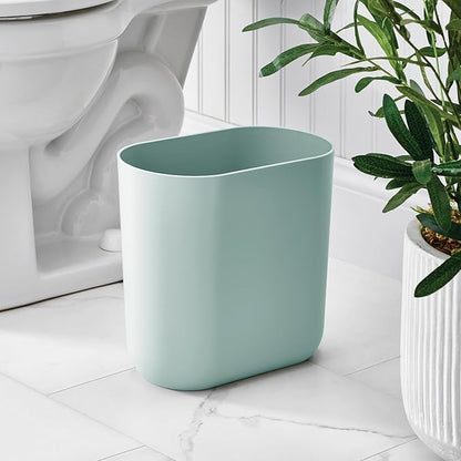iDesign Small Slim Plastic Bathroom Trash Can, Garbage Can for Bedroom, Office, Desk, Dorm, 2-Pack, Blue