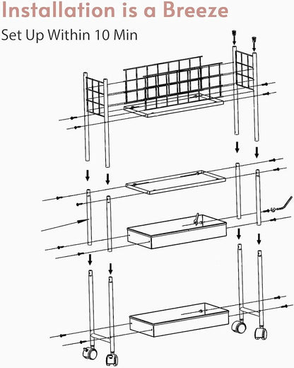 danpinera 4 Tier Slim Cart with Wheels, 7.7’’ Metal Skinny Rolling Storage Cart on Wheels for Kitchen, Bedroom, Office, Laundry Room, Small Narrow Spaces with Hooks and Cups, Pink