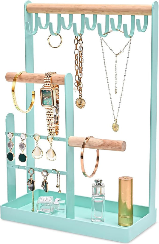 ProCase Cute Jewelry Stand, Aesthetic Jewelry Organizer for Dresser Vanity, Jewelry Holder Display for Necklaces Earrings, Gifts for Teen Girls Women, Bedroom Dorm Decor -Medium, Aqua