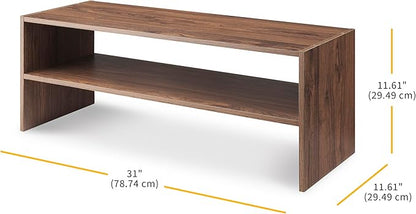 Whitmor Wood Stackable 2-Shelf Shoe Rack, Walnut, 31 inches
