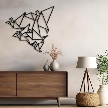 SIGNLEADER Metal Wall Art Decor Flocks of Flying Birds Modern Abstract Wall Sculpture Hangings Home Decoration for Living Room, Bedroom, Bathroom, Kitchen, Outdoor - 12" Black