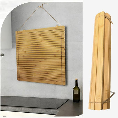 Over Sink Drainer Rack, Bamboo Roll up Dish Drying Rack Multipurpose Dish Drainer Counter Space, Over The Sink Dish DryingRack for Draining Dish, Glass, Vegetables, Fruits