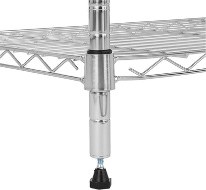 Amazon Basics 5-Shelf Tower Adjustable Storage Shelving Unit, Chrome, 16" x 16" x 54", 150 lbs Per Shelf | Tower