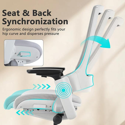 CLATINA Office Chair Swivel Executive Chair, Adjustable Ergonomic Computer Chair with 3D Armrest and Lumbar Support, Mesh Backrest Task Chair for Home Office Conference Room Grey