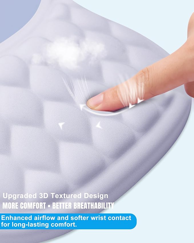 Ergonomic Mouse Pad with Wrist Rest, Slope Design Memory Foam Support, Smooth Lycra Surface, Non-Slip PU Base, Comfortable Mouse Mat for Office, Home, Computer Desk