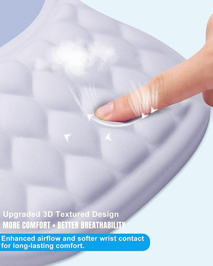 Ergonomic Mouse Pad with Wrist Rest, Slope Design Memory Foam Support, Smooth Lycra Surface, Non-Slip PU Base, Comfortable Mouse Mat for Office, Home, Computer Desk